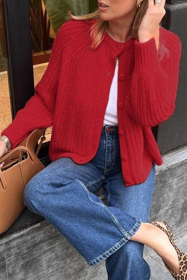 Red Knit Cardigan
