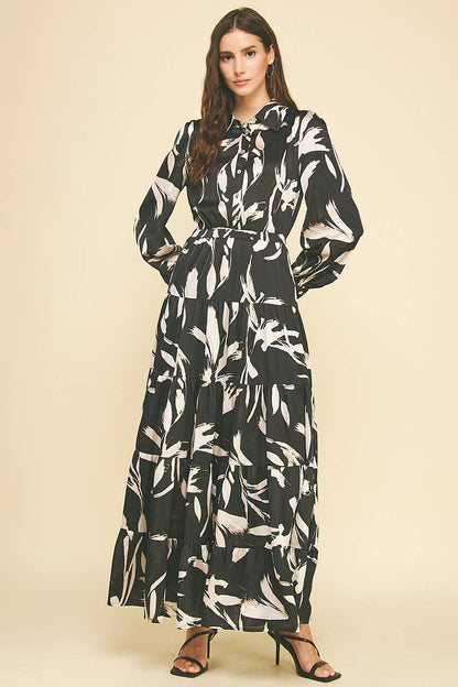 Print Button Down Maxi Dress