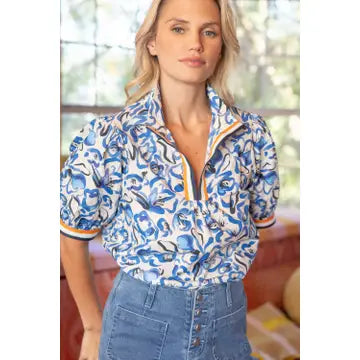 Abstract Floral Striped Top