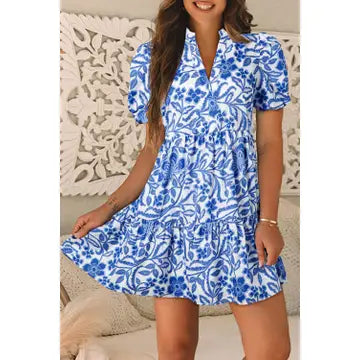 Blue Puff Sleeve Dress