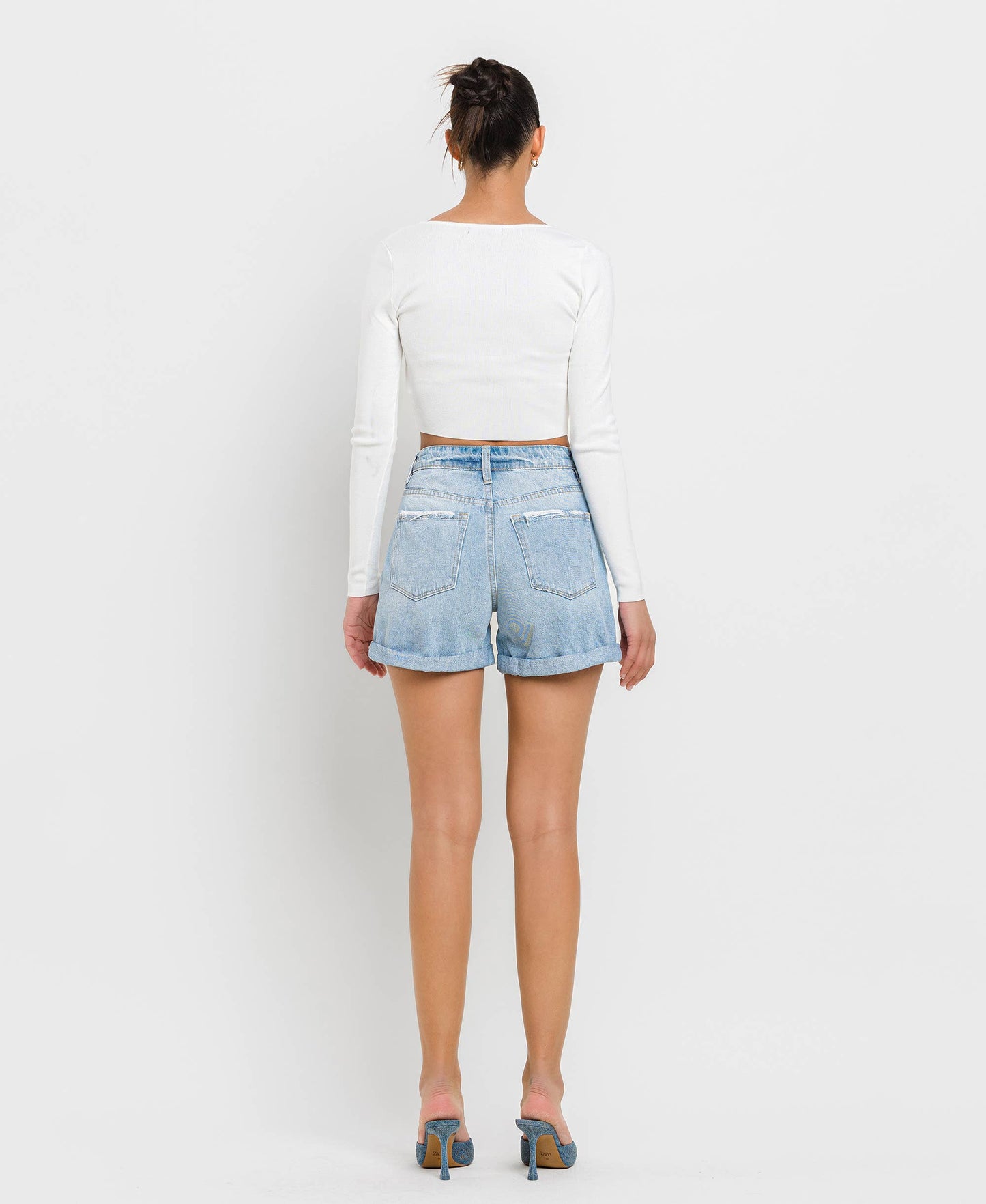 Mid Rise Double Cuffed Shorts