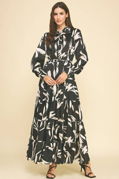 Print Button Down Maxi Dress