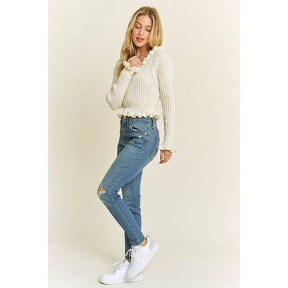 Off Shoulder Ruffle Sweater