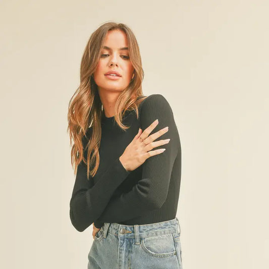 Black Ribbed Top