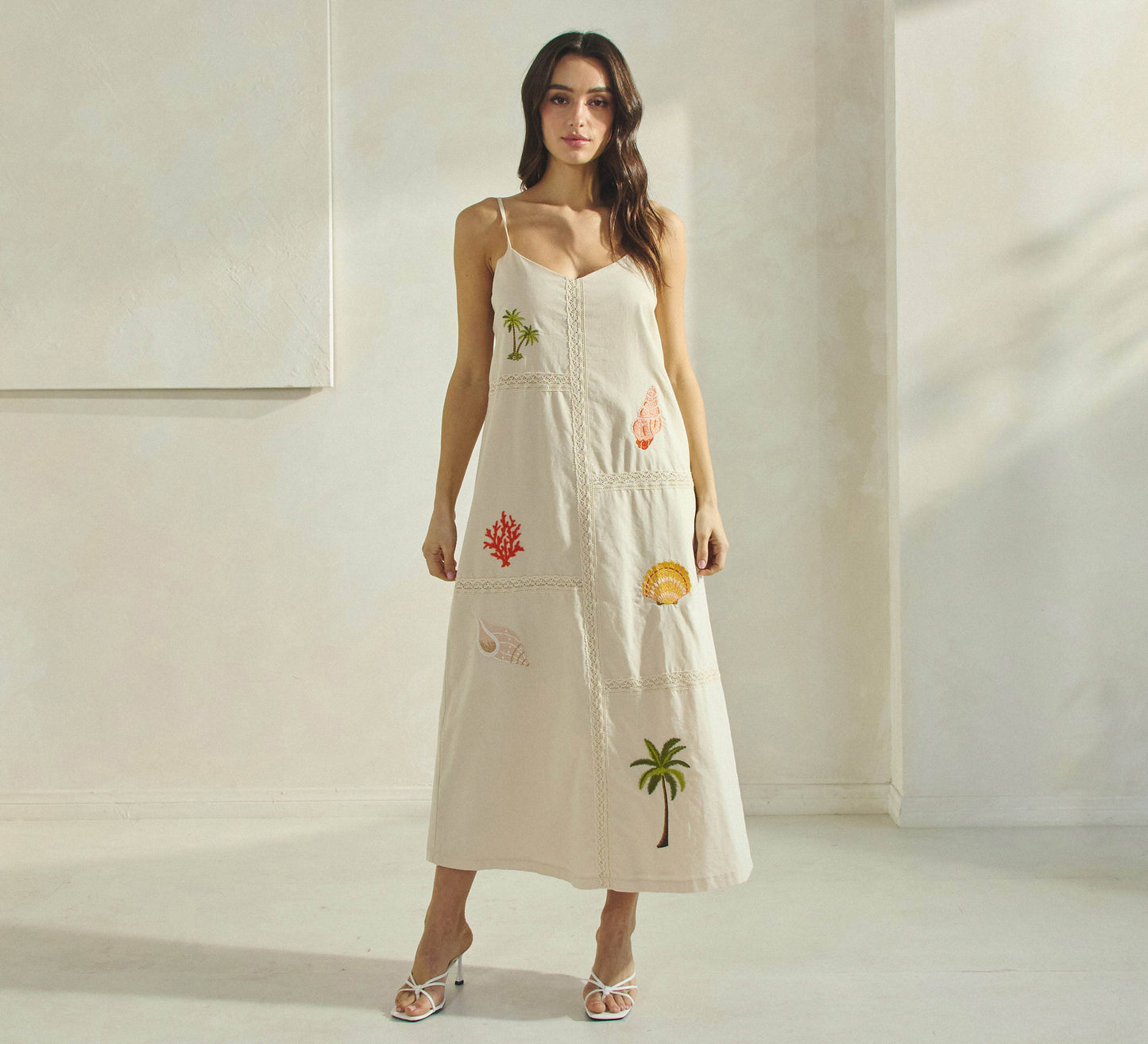 Tropical Embroidered Maxi Dress