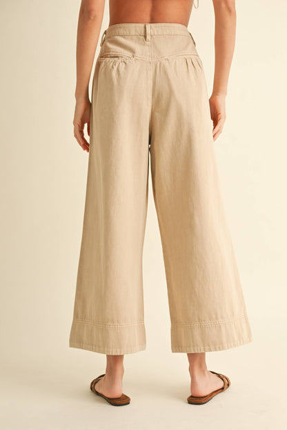 Loose Fit Pleated Waist Cotton Pants