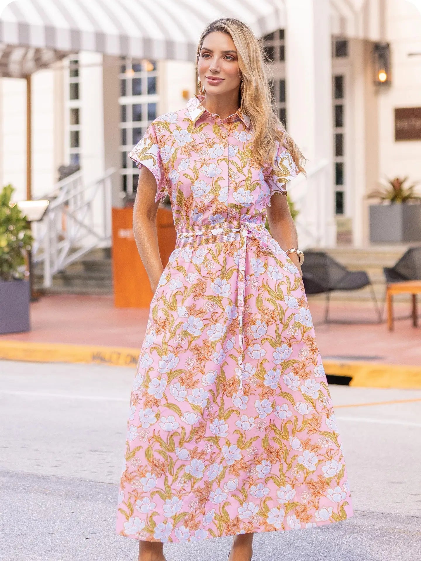 Pink Color Block Dress