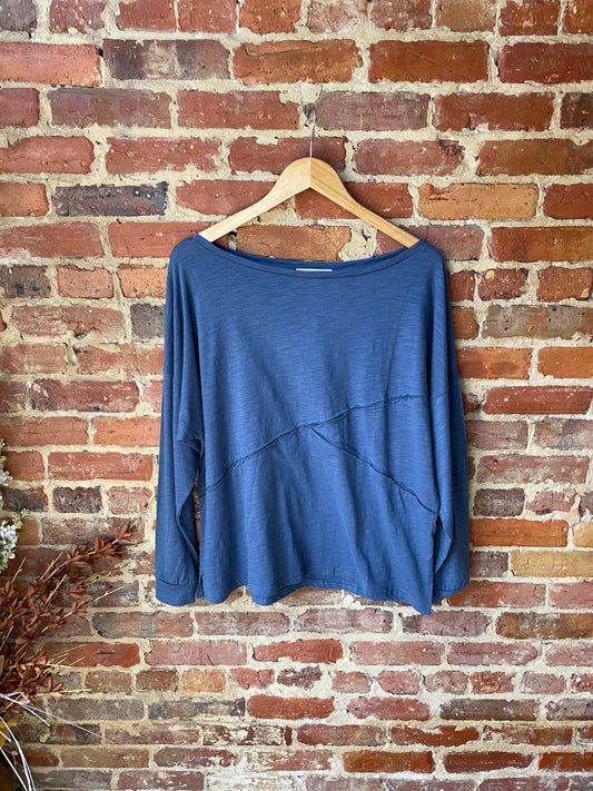 Sunday Morning Patchwork Detail LS Top