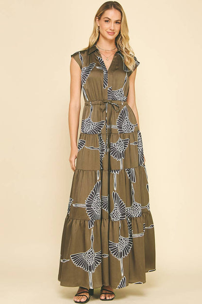 Print Tiered Maxi Dress