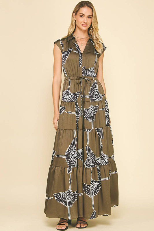 Print Tiered Maxi Dress