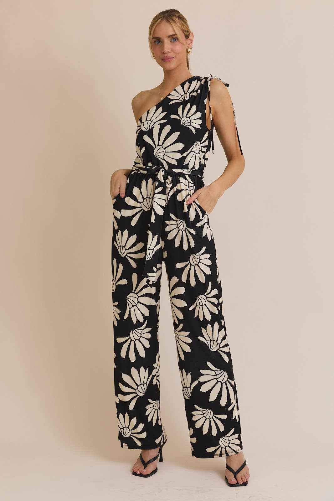 One Shoulder Floral Jumpsuit