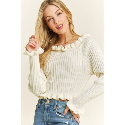 Off Shoulder Ruffle Sweater