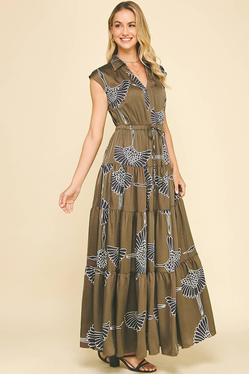 Print Tiered Maxi Dress