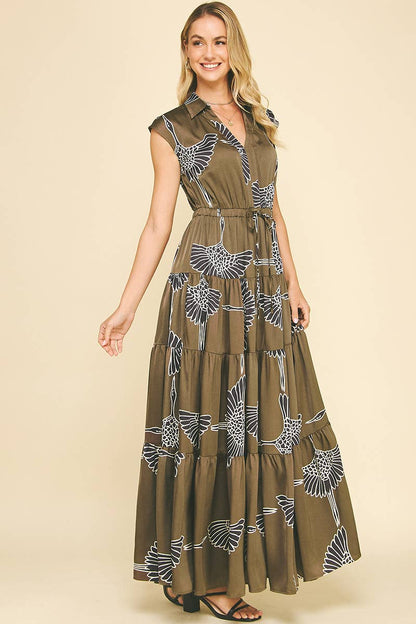 Print Tiered Maxi Dress