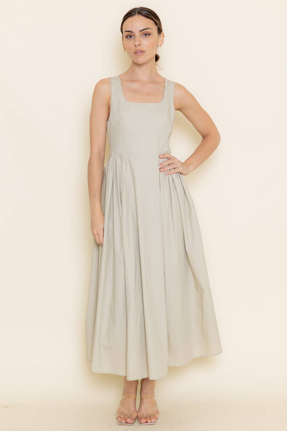 Side Waist Strap Midi Dress