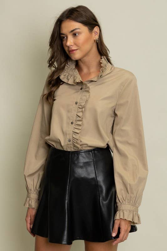 Ruffled Button-Up Blouse