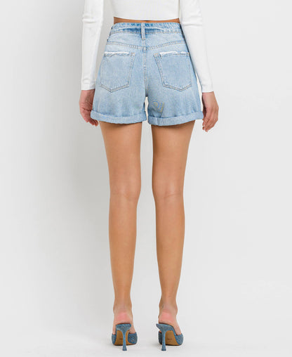 Mid Rise Double Cuffed Shorts