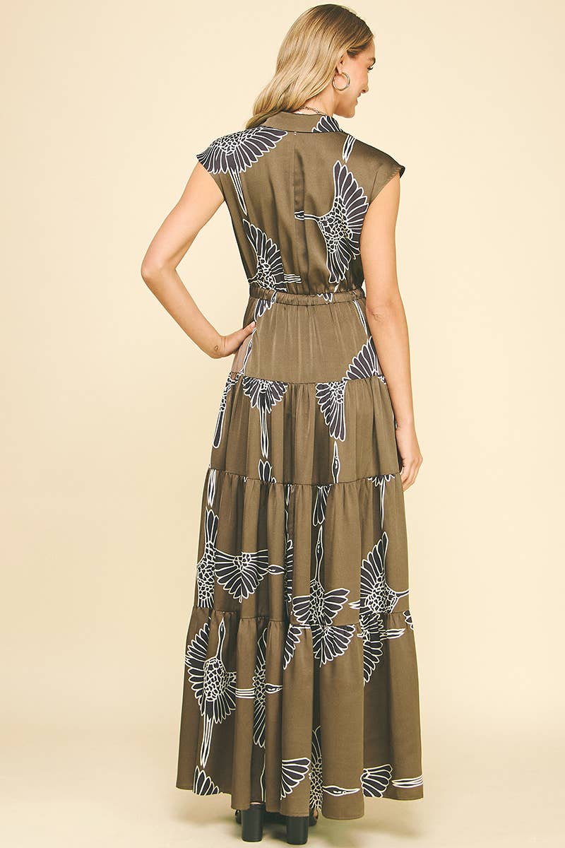 Print Tiered Maxi Dress