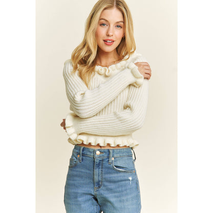 Off Shoulder Ruffle Sweater