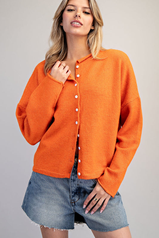 Button Down Cardigan- Orange