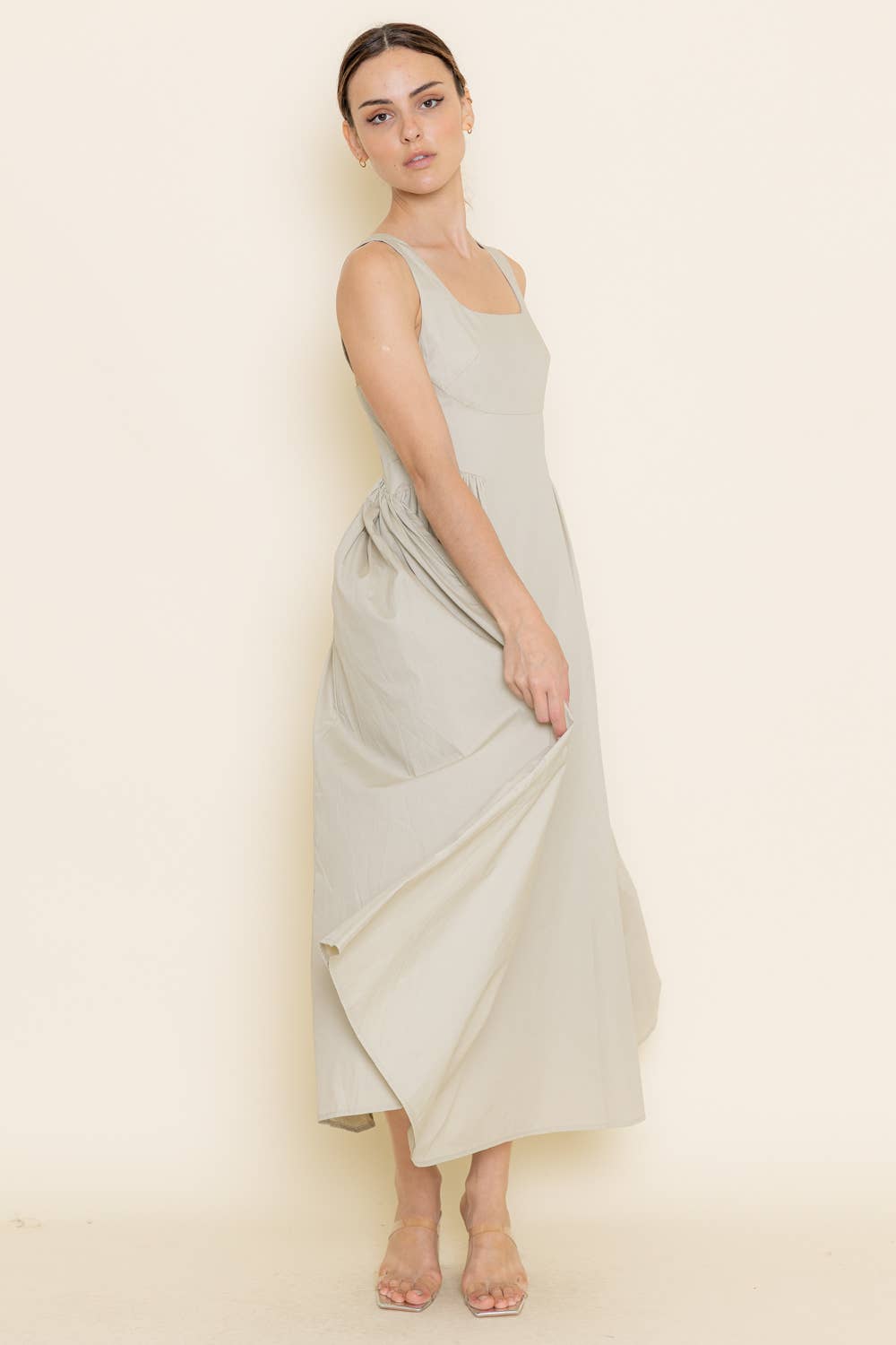 Side Waist Strap Midi Dress