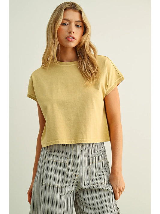 Washed Short Sleeve Top BUTTER