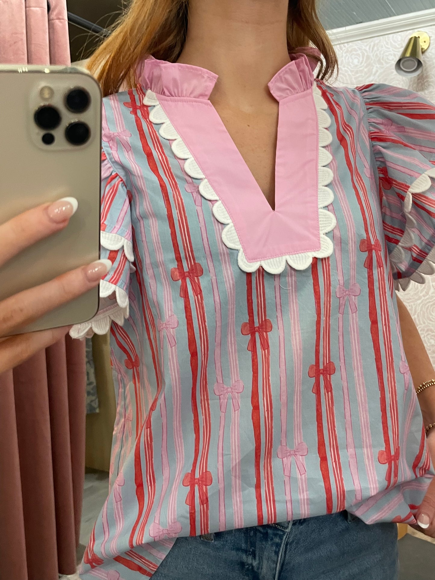 Light Blue Bow Blouse
