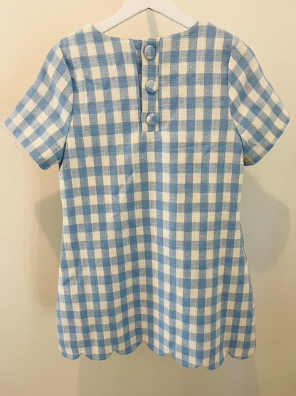 Scallop Hem PlaidA Line Mini Dress