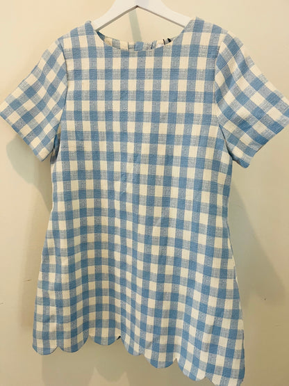 Scallop Hem PlaidA Line Mini Dress