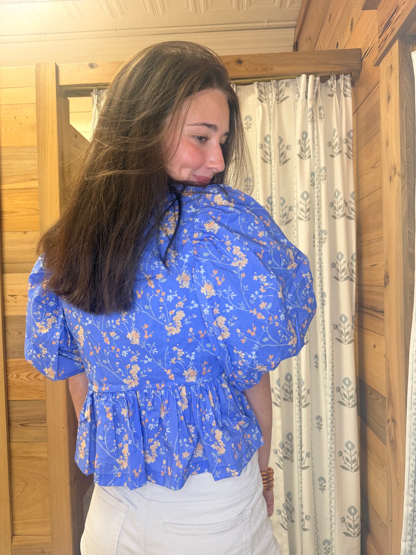 Floral Printed Tie Front Top
