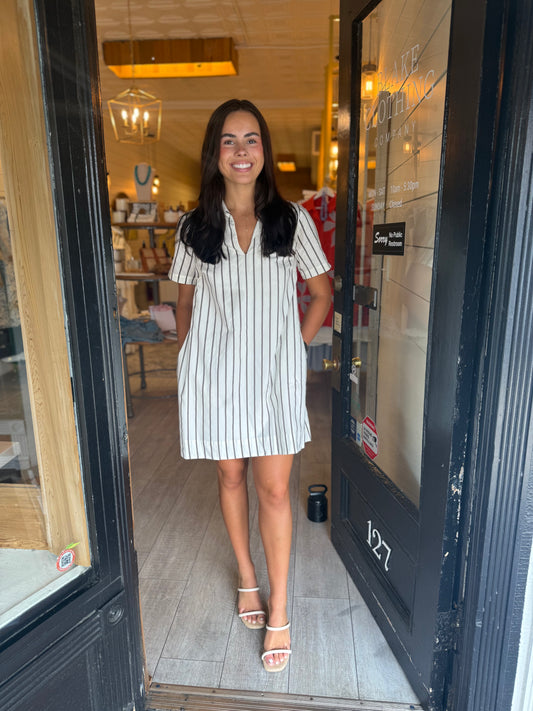 Striped Collared Mini Dress