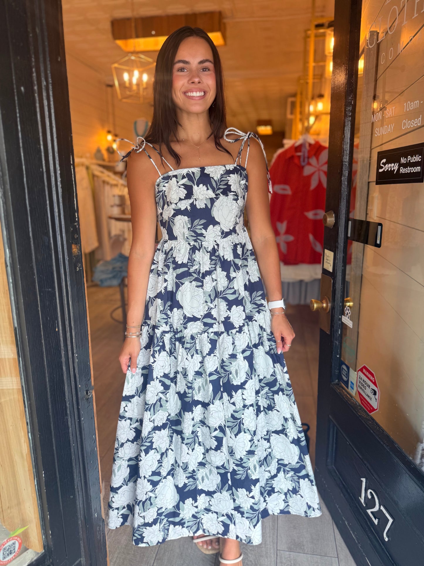 Floral Shoulder Tie Maxi