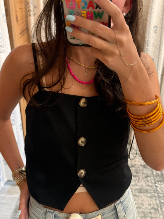 Black Linen Tank