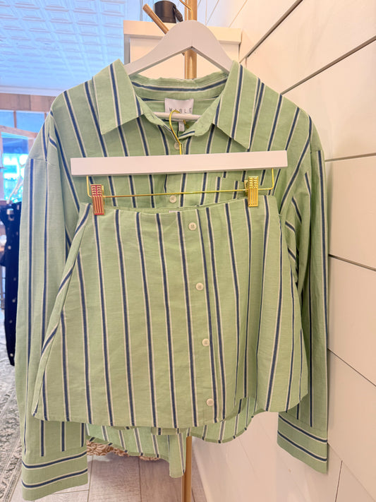 Green Striped Skirt