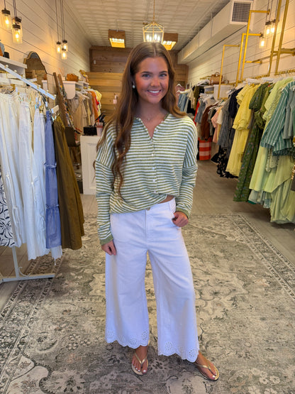 Green Stripe Cardigan