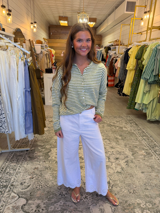 Green Stripe Cardigan