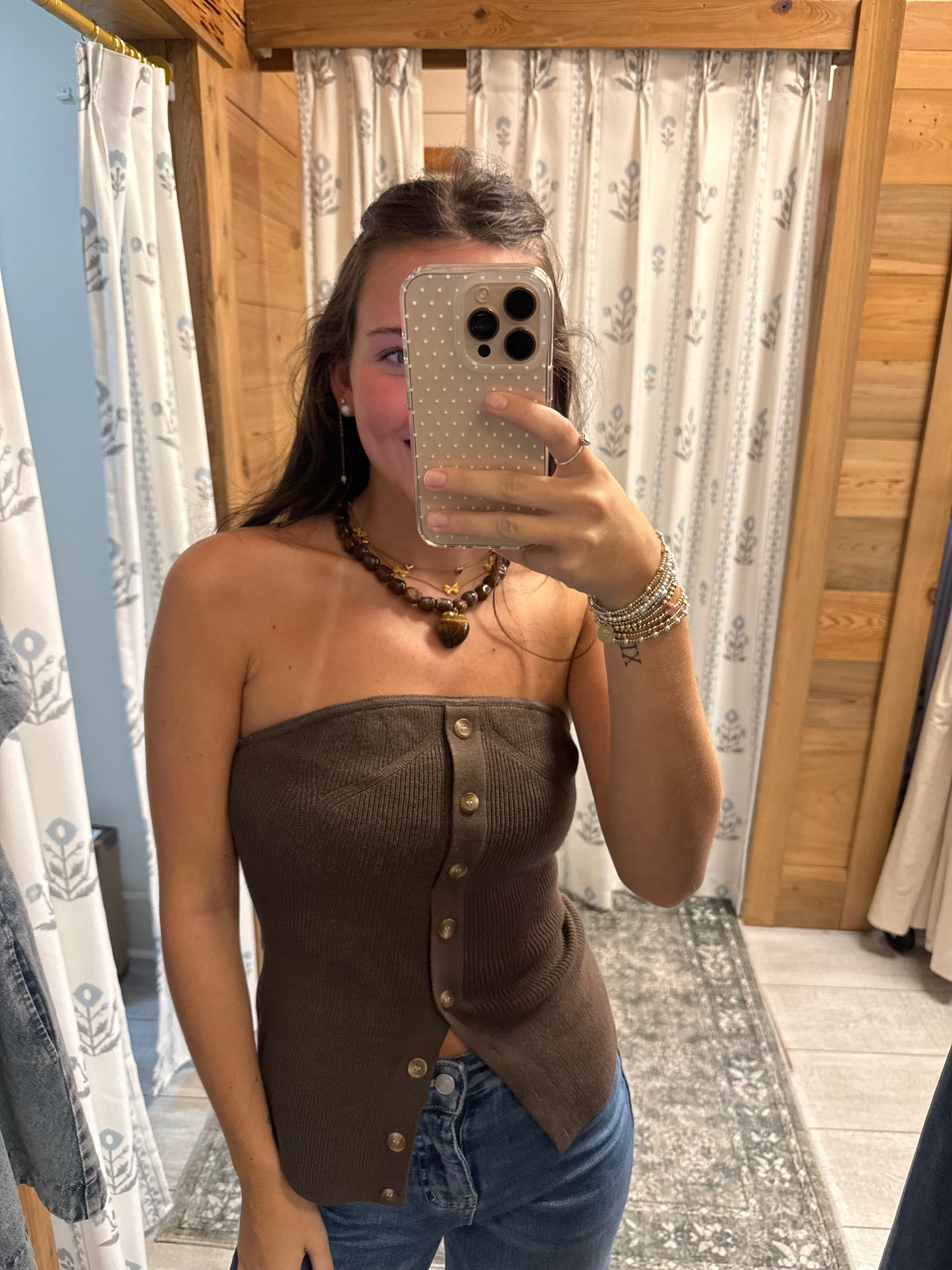 Ribbed Brown Tube Top