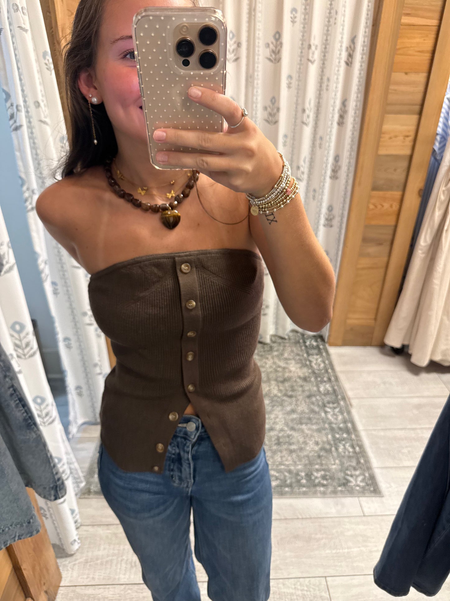 Ribbed Brown Tube Top