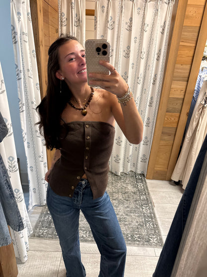 Ribbed Brown Tube Top