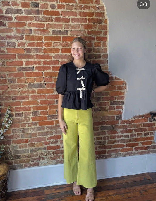 Olive Green Wide Leg Denim