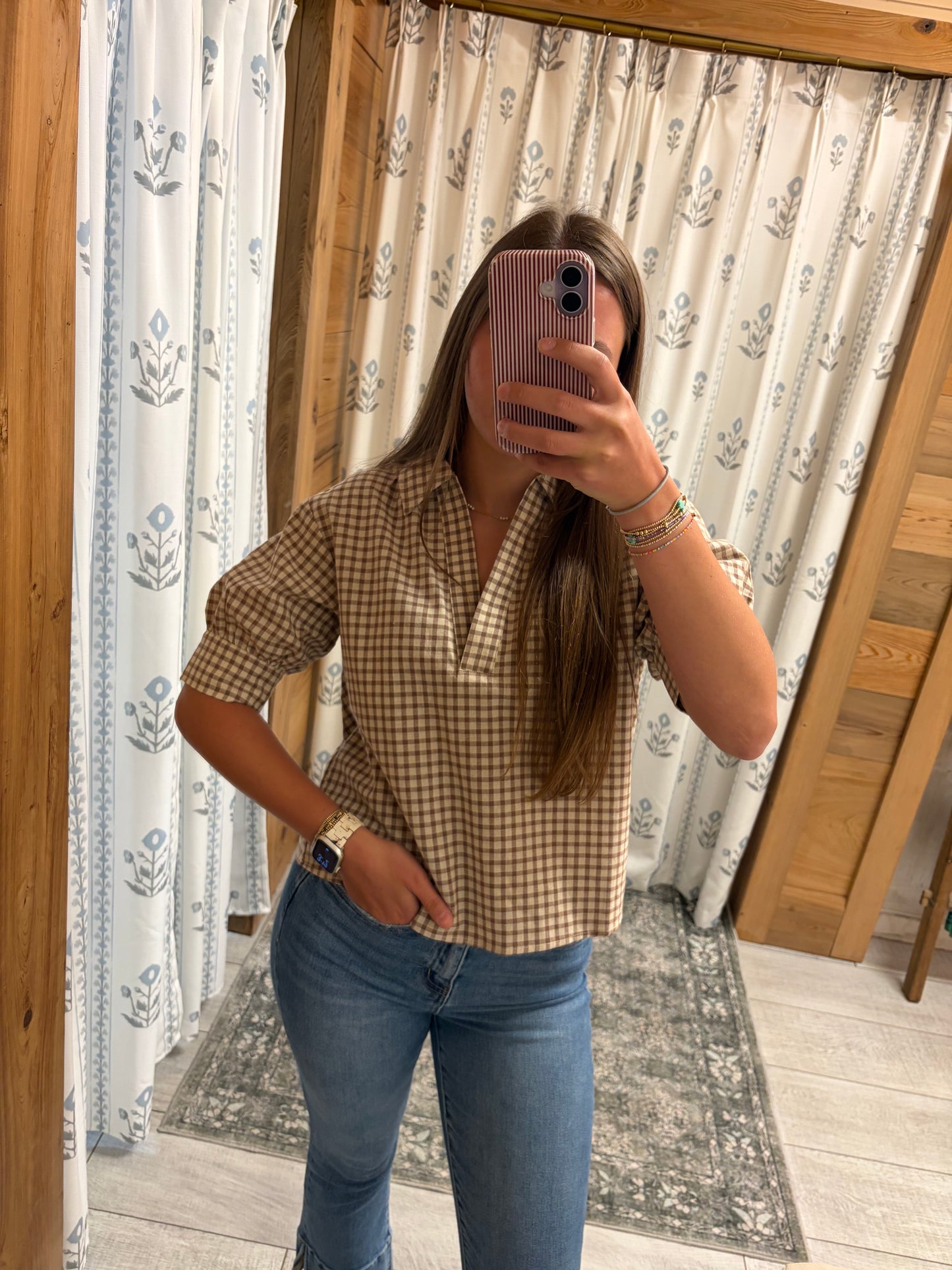 Mocha Checkered Top