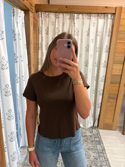 Lettuce Hem Brown Top
