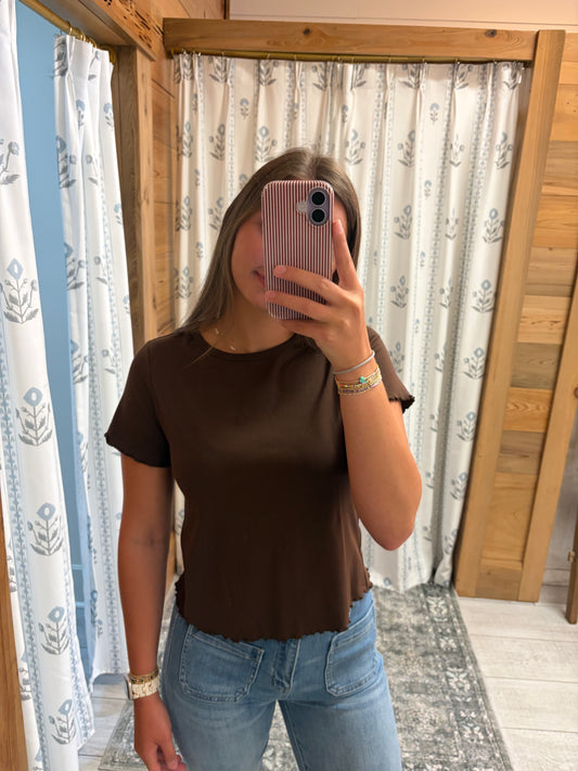 Lettuce Hem Brown Top
