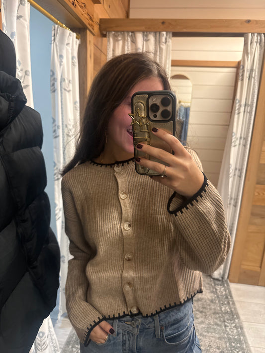Taupe Stitch Cardigan