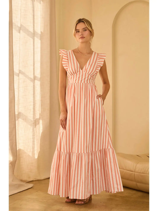 Sleeveless Stripe Tie Maxi