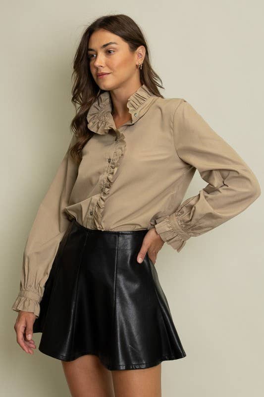 Ruffled Button-Up Blouse