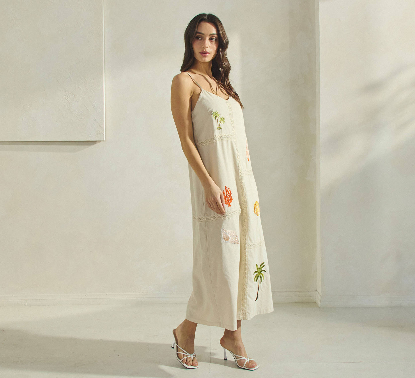 Tropical Embroidered Maxi Dress