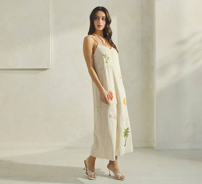 Tropical Embroidered Maxi Dress