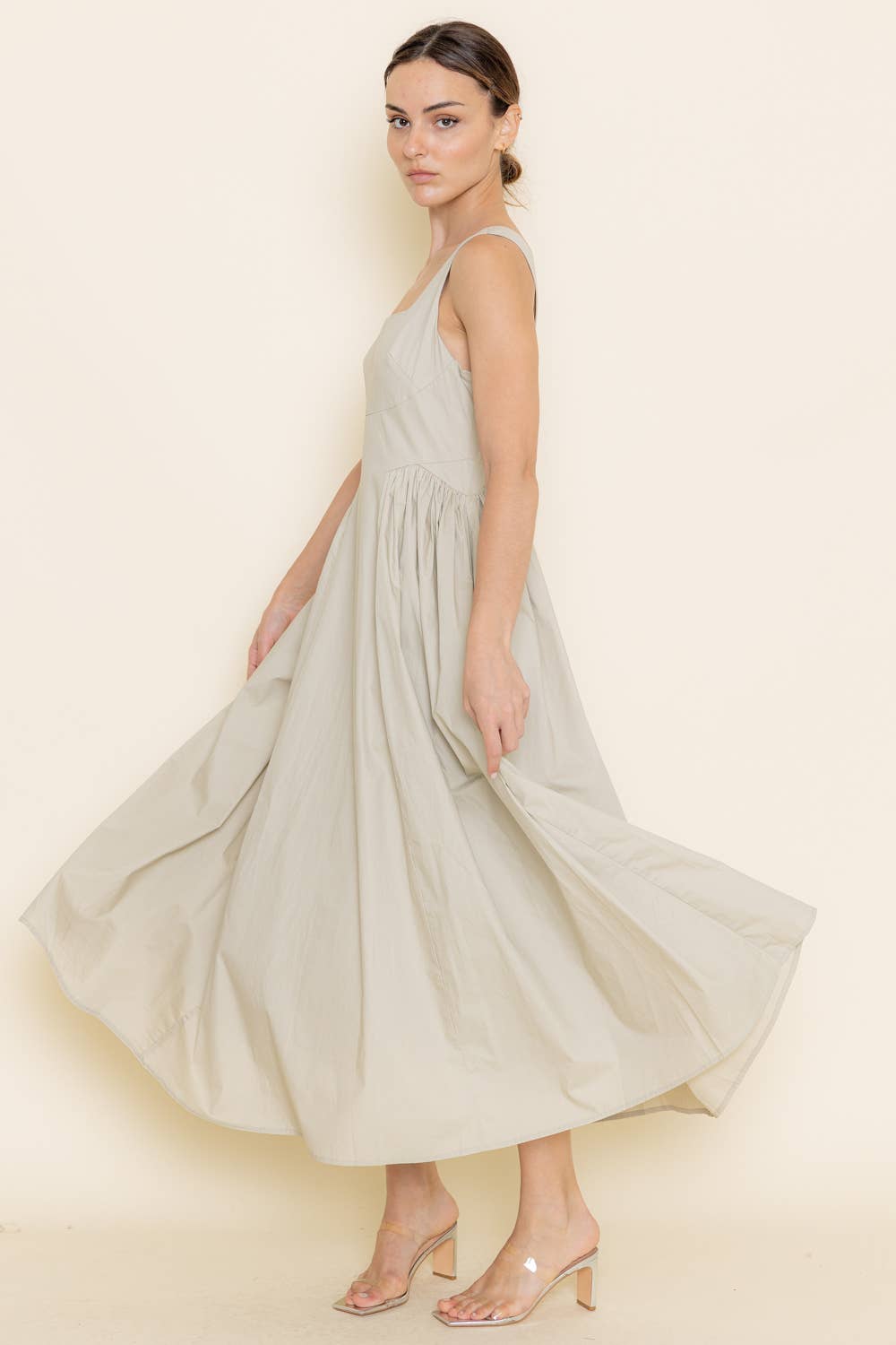 Side Waist Strap Midi Dress