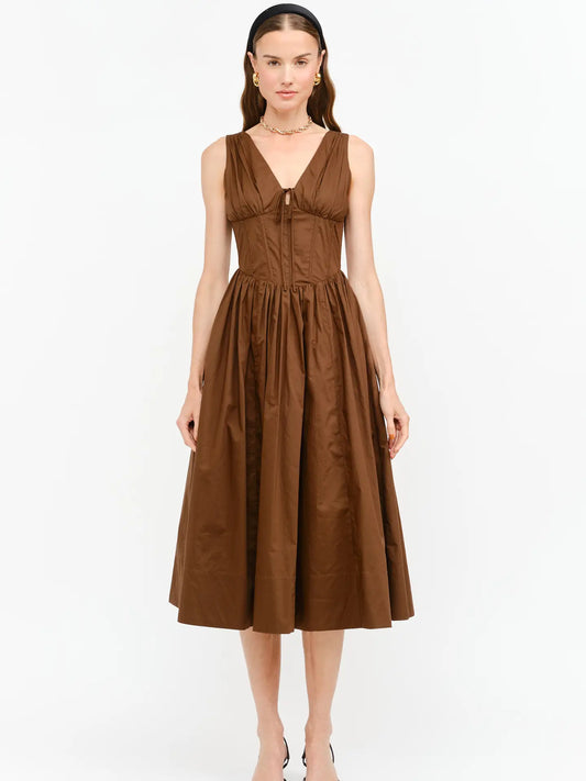Brown Corset Maxi Dress